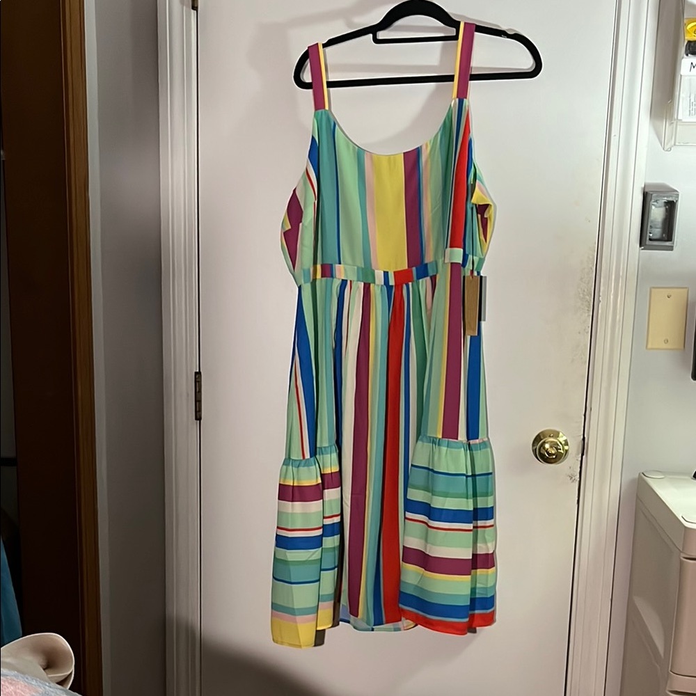NWT Maree Pour Toi 16 Brenda Striped Sleeveless Midi Sundress